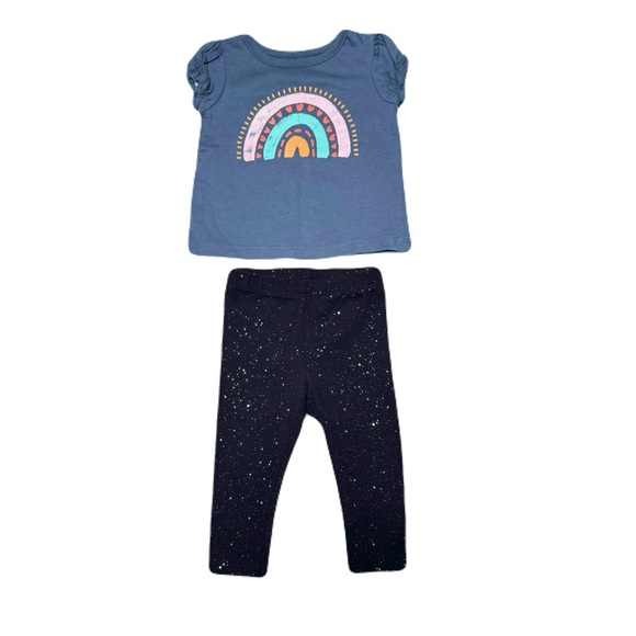 Okie Dokie Baby Girl T-shirt & Leggings Size 6 M - Picture 2 of 4